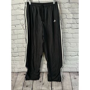 Vintage Adidas Track Pants Women’s Large Black 3-Stripe Y2K Windbreaker Athletic